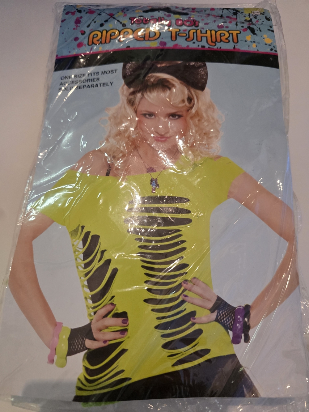 Ripped T-Shirt Neon 80s Party Top